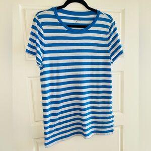 J. Crew Blue and White Striped Short Sleeve Tee